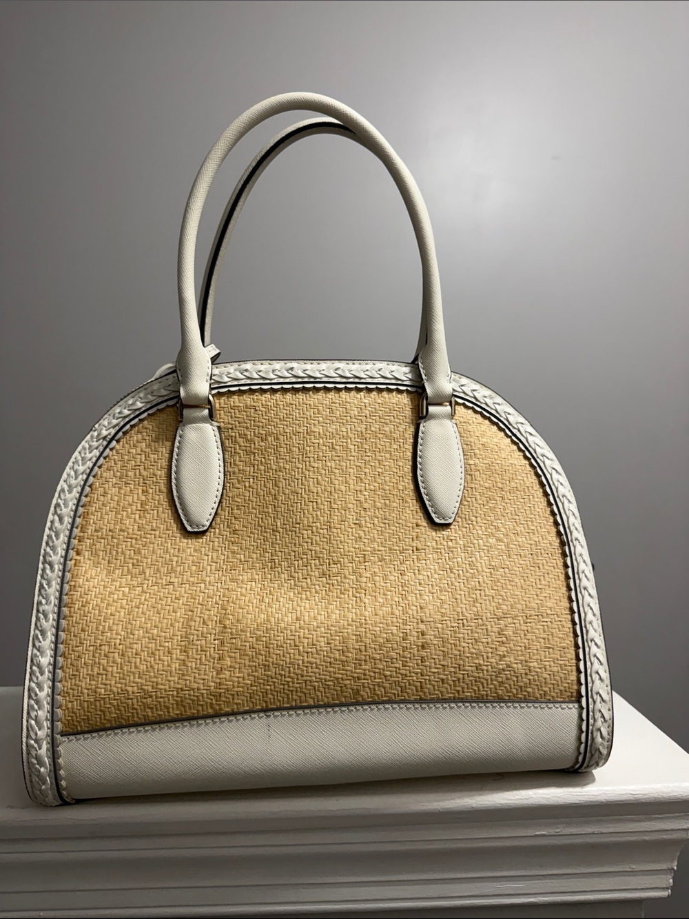 kate spade Straw Satchel with Cream Leather Trim - Picture 2 of 5